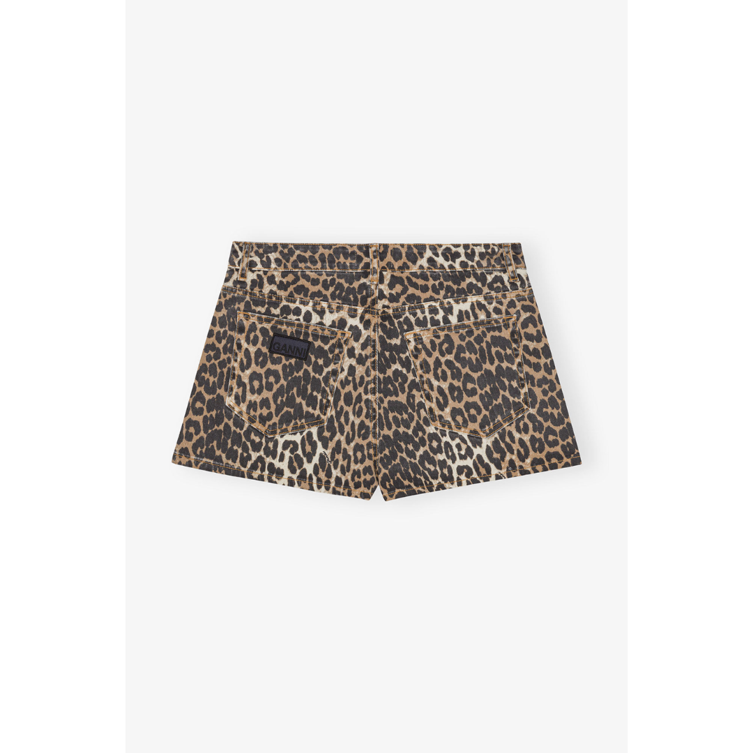 Leopard Printed Denim Shorts