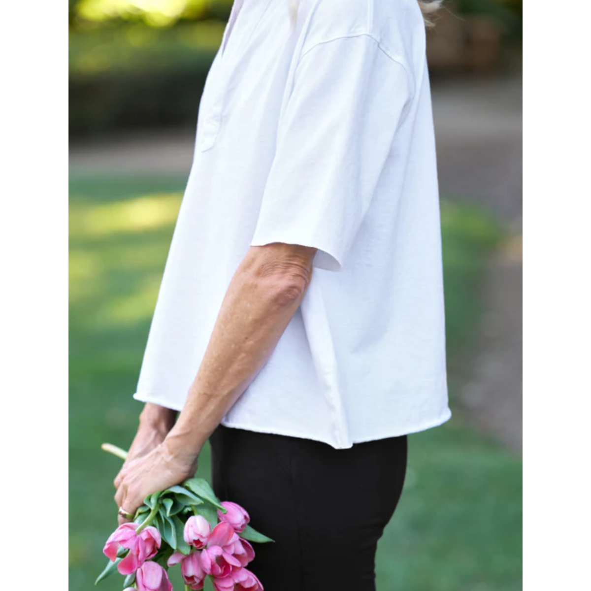 Patty Short-Sleeve Popover Henley - White