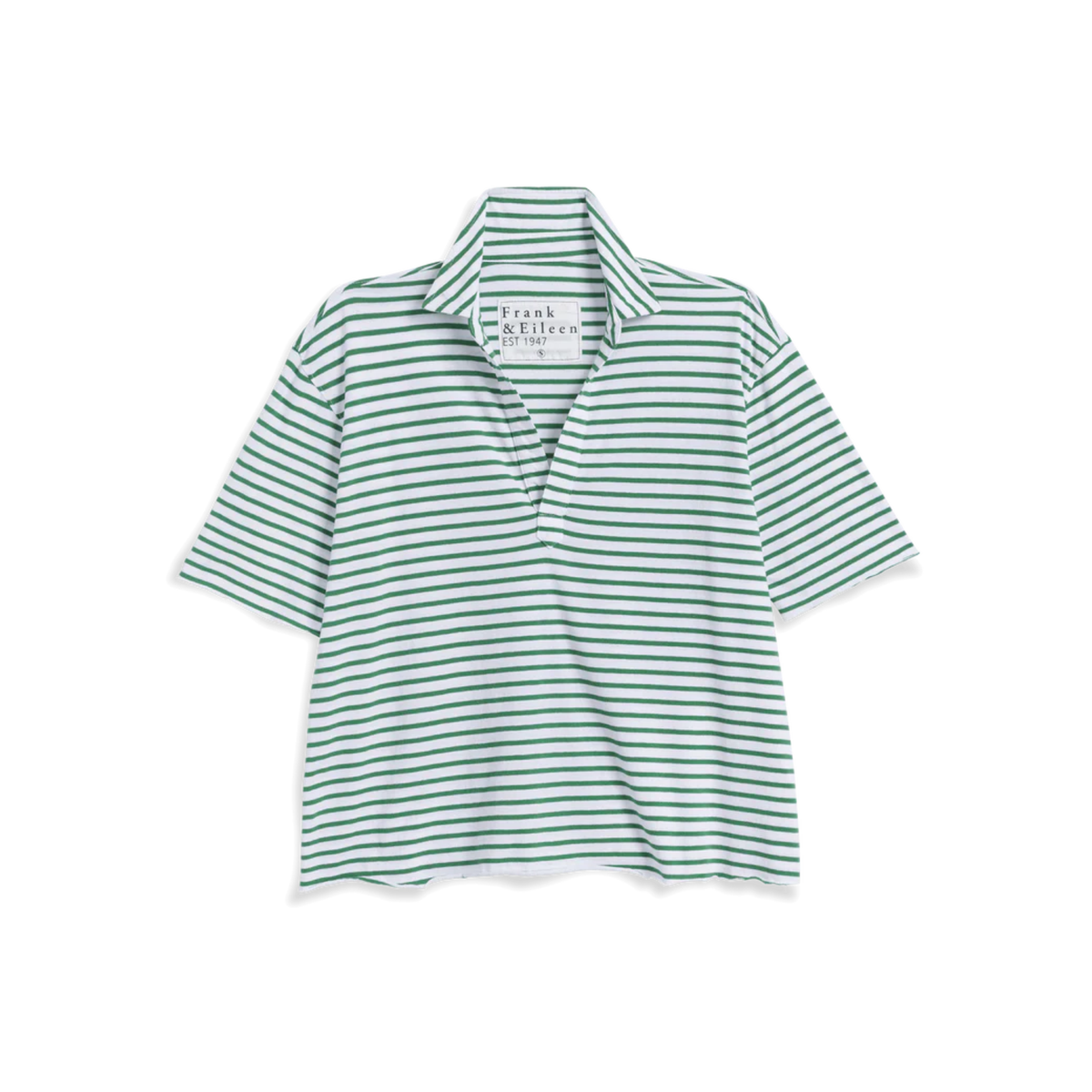 Patty Short Sleeve Popover Henley - Green and White Stripe