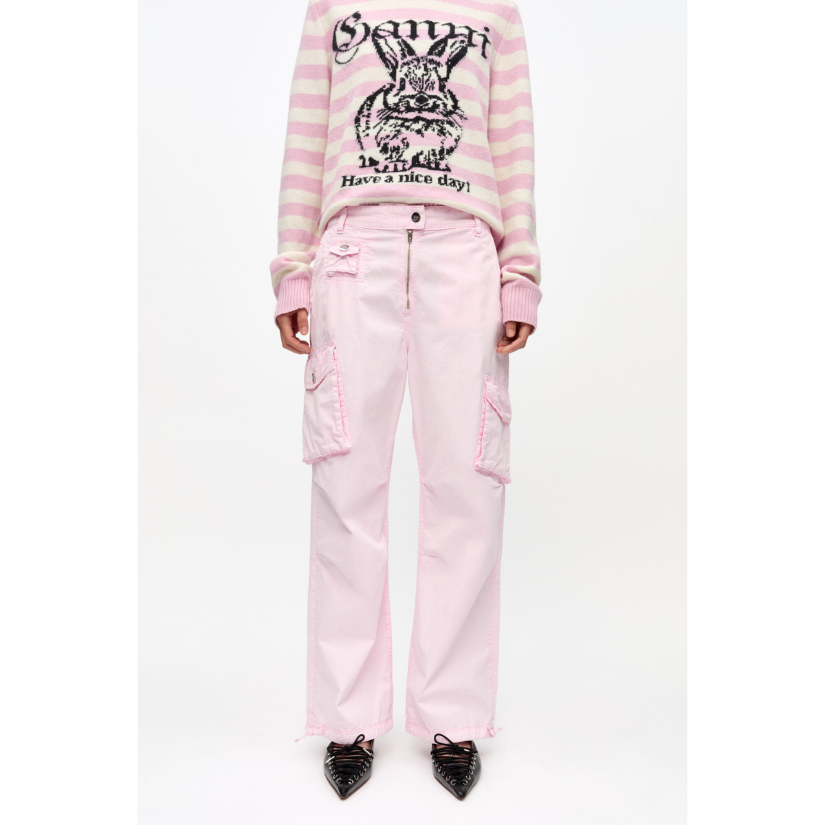 Pink Washed Cotton Twill Pants