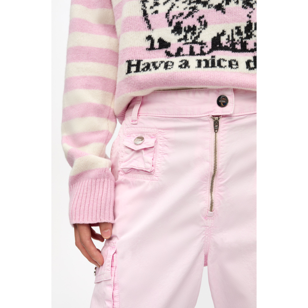 Pink Washed Cotton Twill Pants