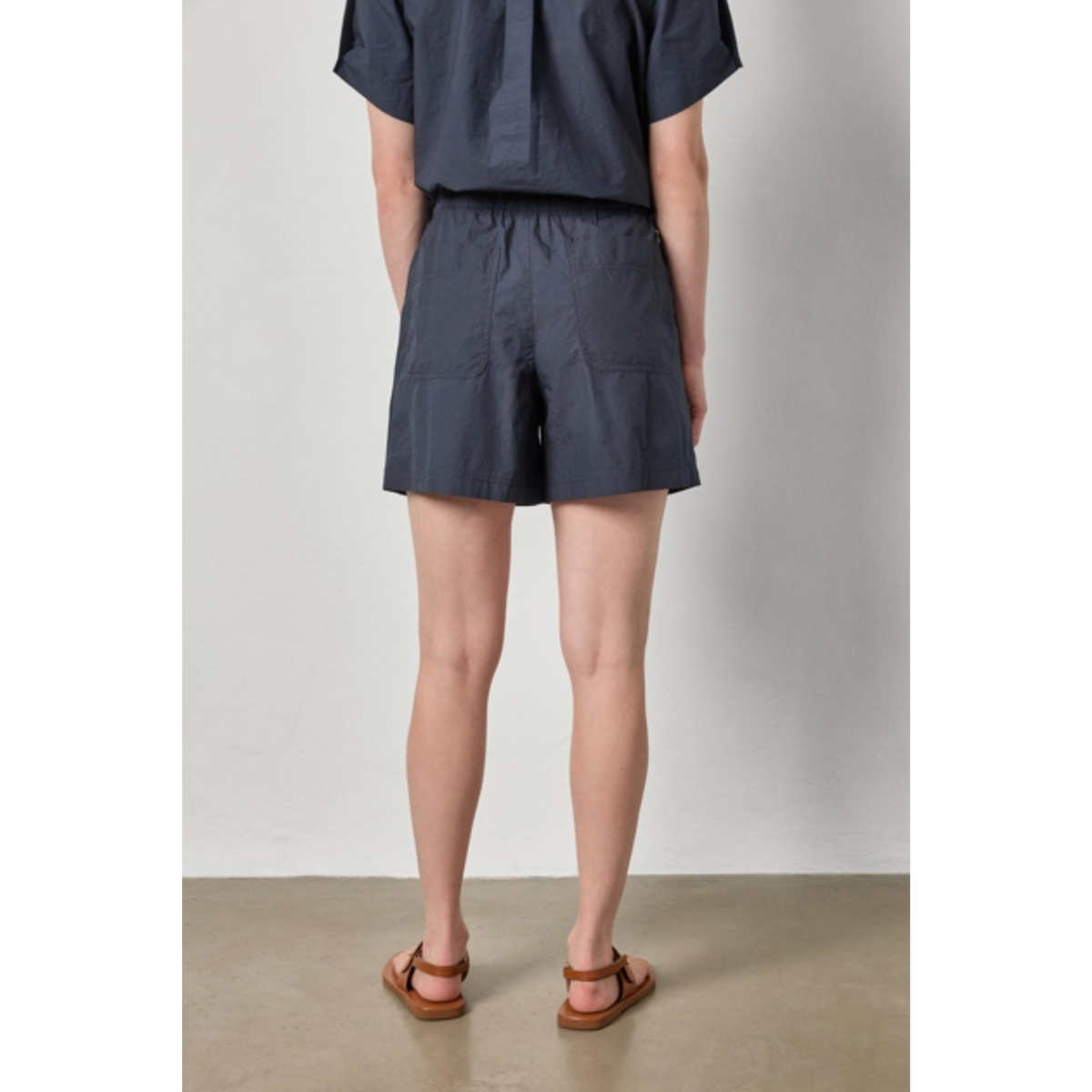 Pleat Waist Short - Navy