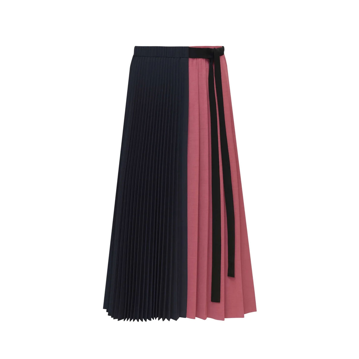 Pleated Midi Skirt With Panels - Dark Pink