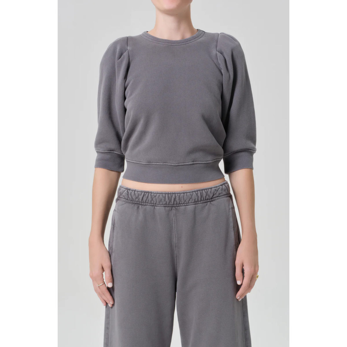 Pleated Short Sleeve Crew