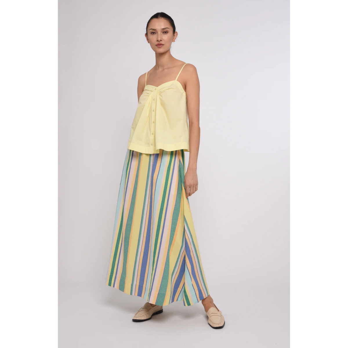 Porto Maxi Skirt - Bianca Yarn Dye Stripe