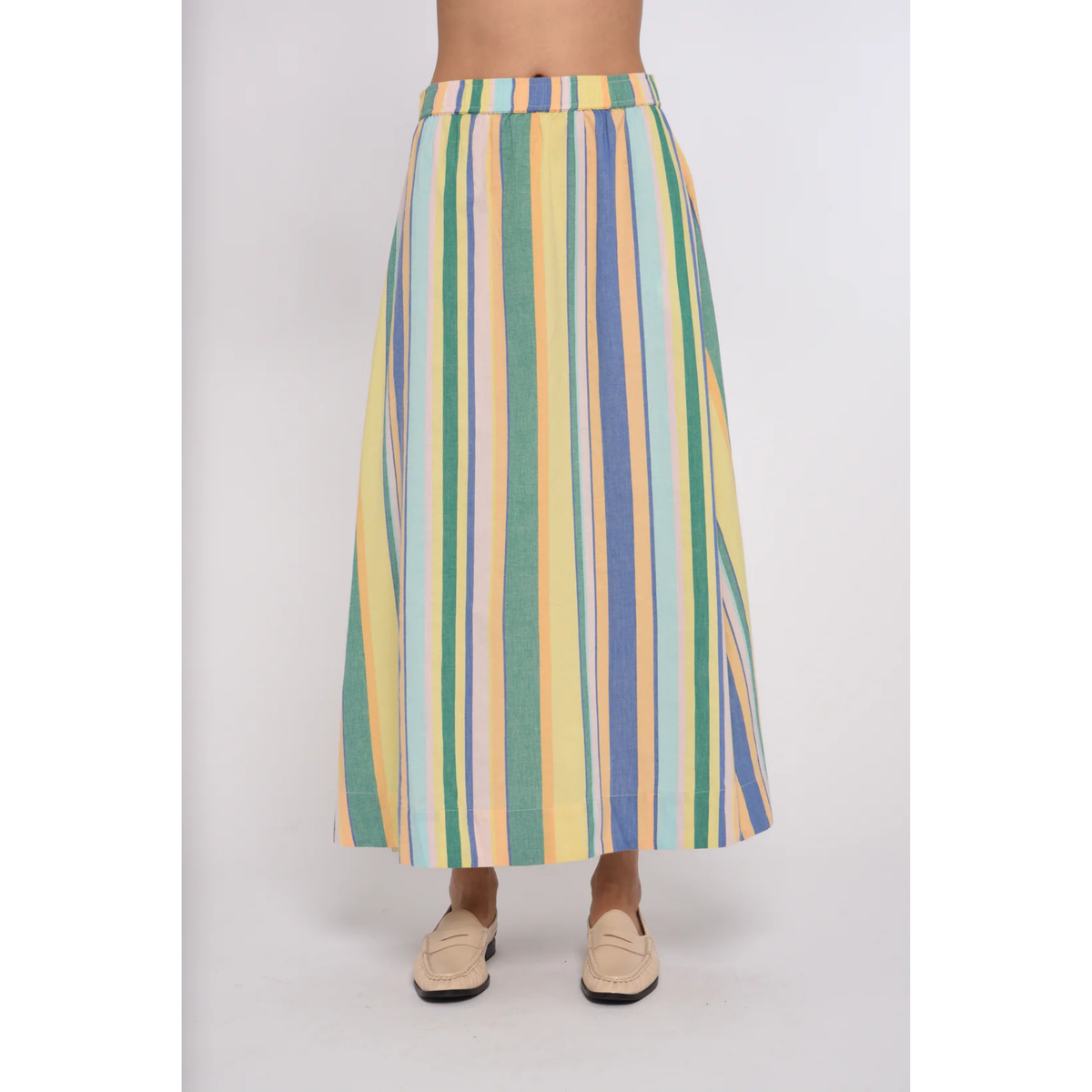 Porto Maxi Skirt - Bianca Yarn Dye Stripe