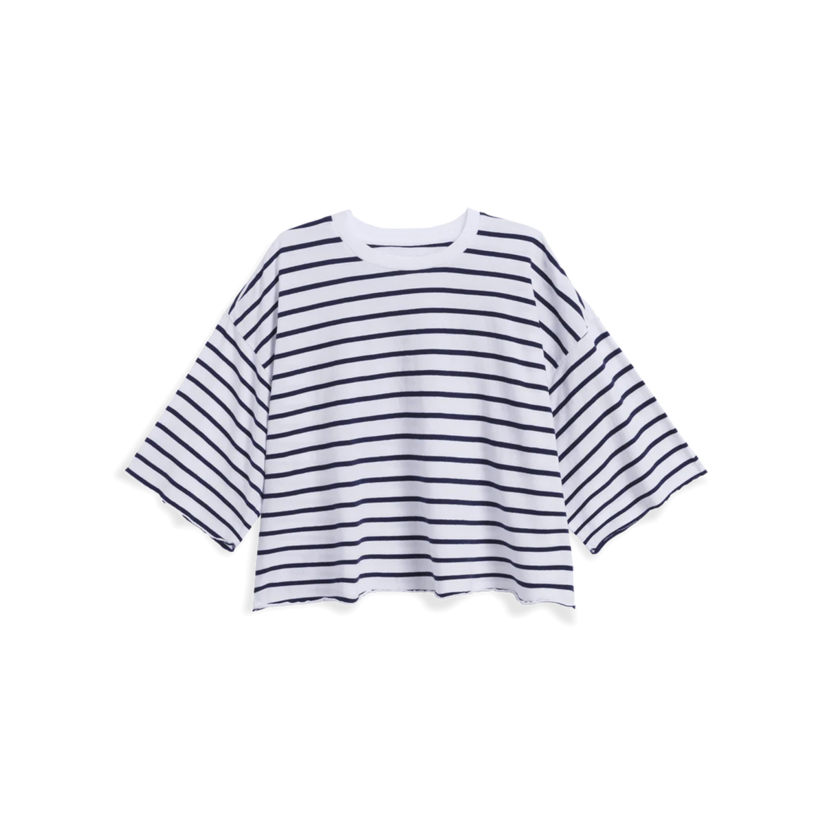 Presley Oversized Tee - Wide Navy French Stripe