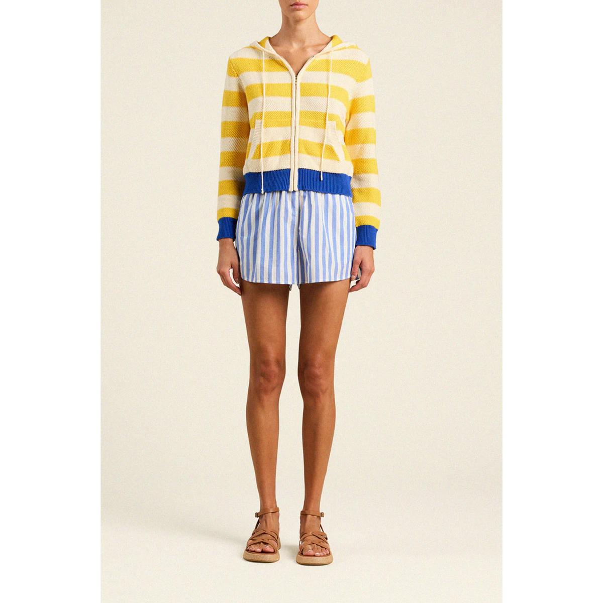 Rafa Zip-Up Hoodie - Yellow Stripe