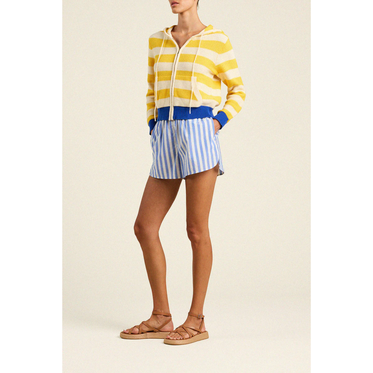 Rafa Zip-Up Hoodie - Yellow Stripe