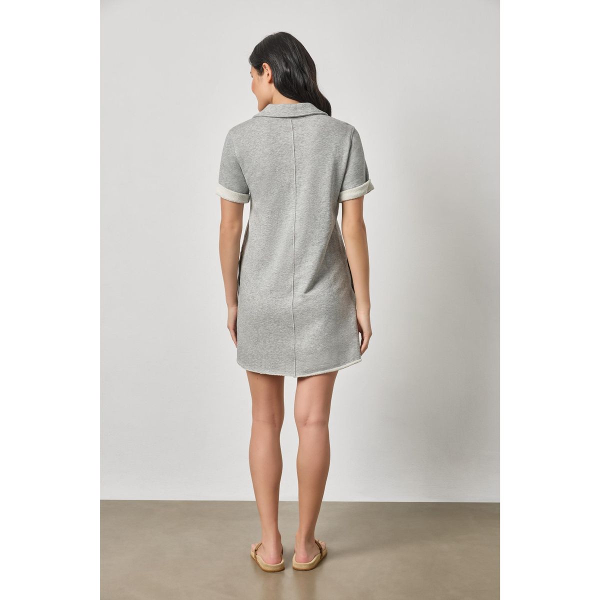 Raw Hem Terry Dress - Heather Grey