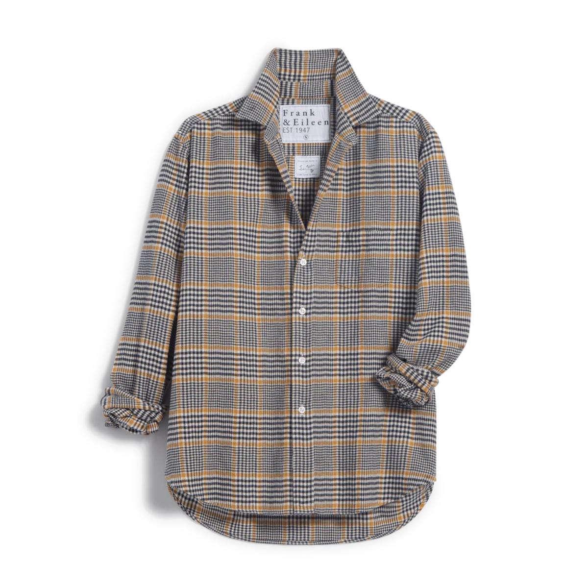 Eileen Relaxed Button Up - Camel Black Plaid