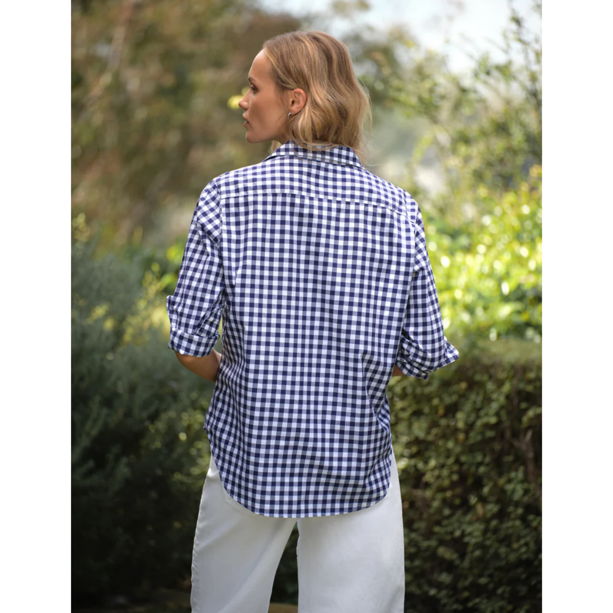 Relaxed Eileen Button-Up - Navy Gingham