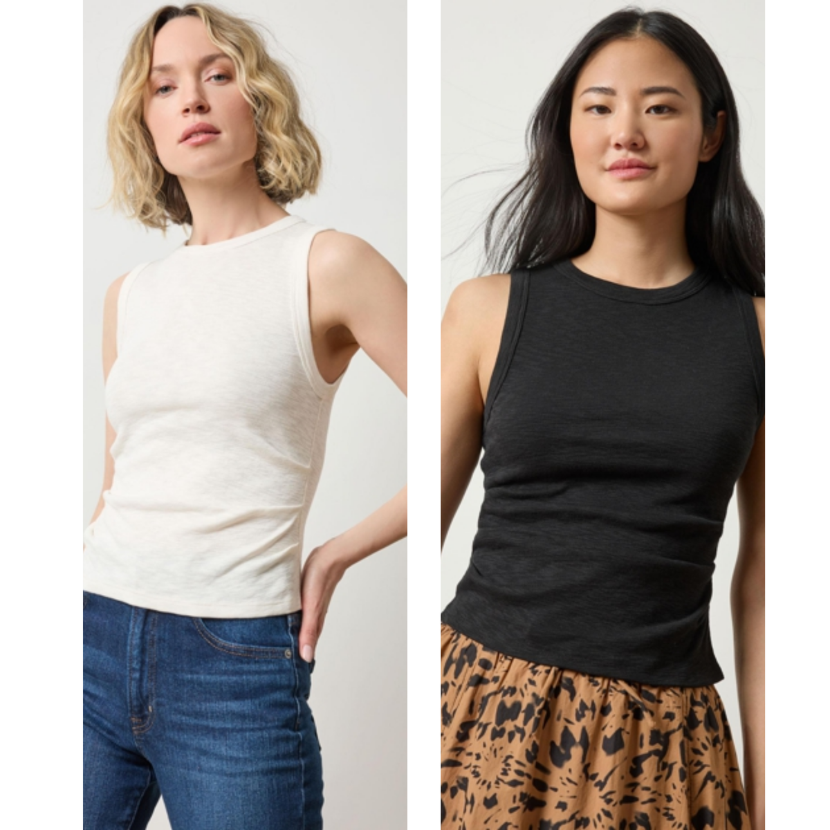 Rib Slub Side Pleat Tank