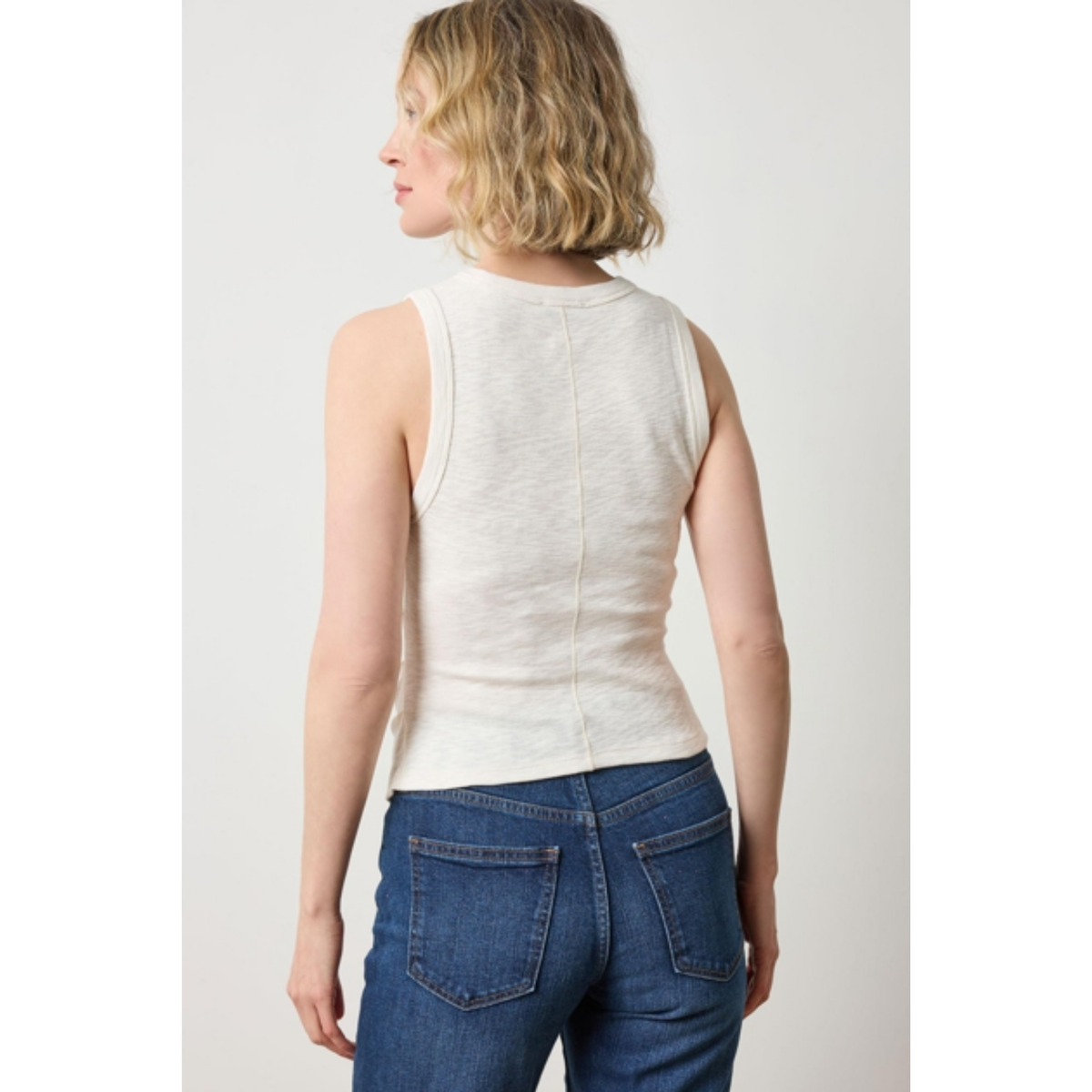 Rib Slub Side Pleat Tank