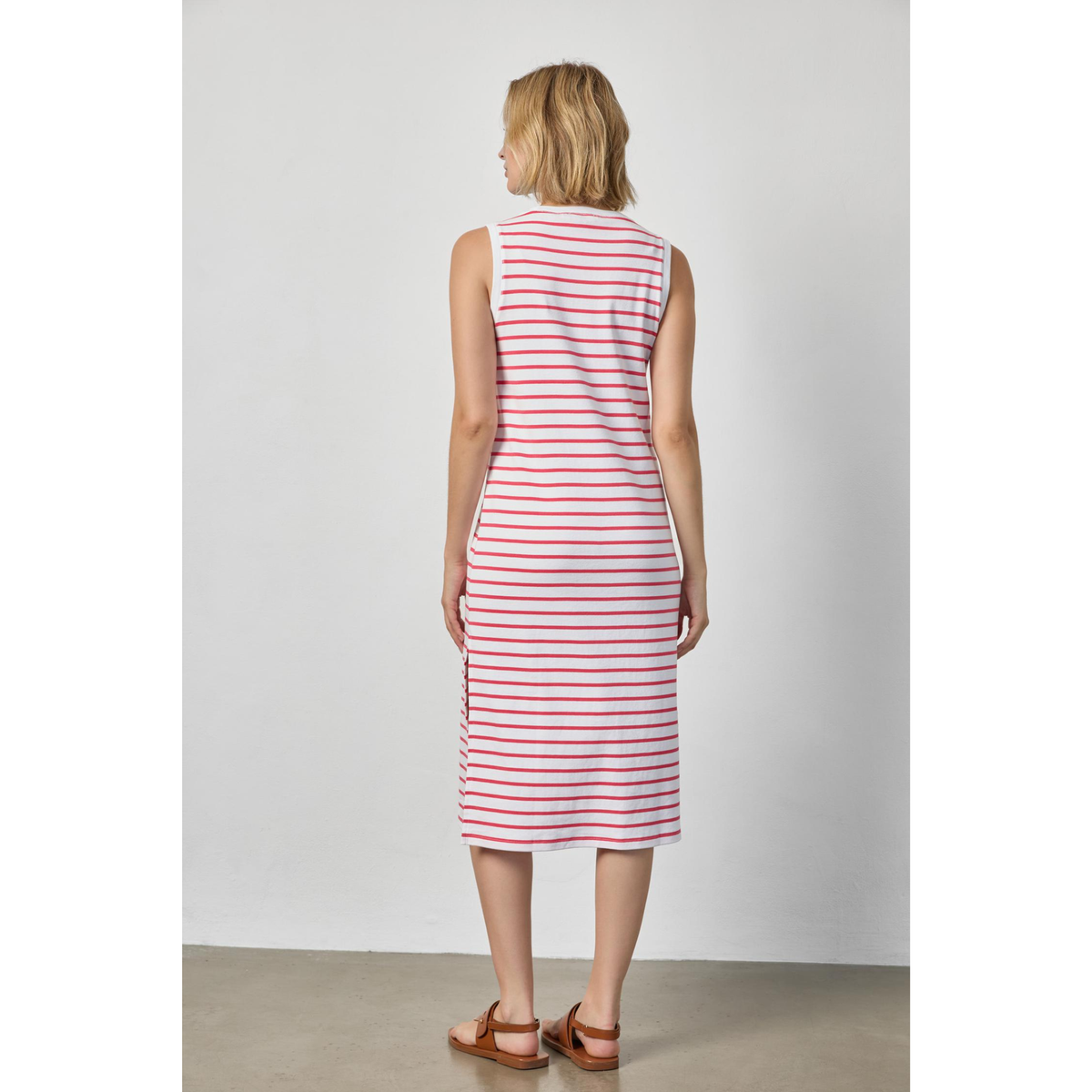 Rib Stripe Side Slit Tank Dress