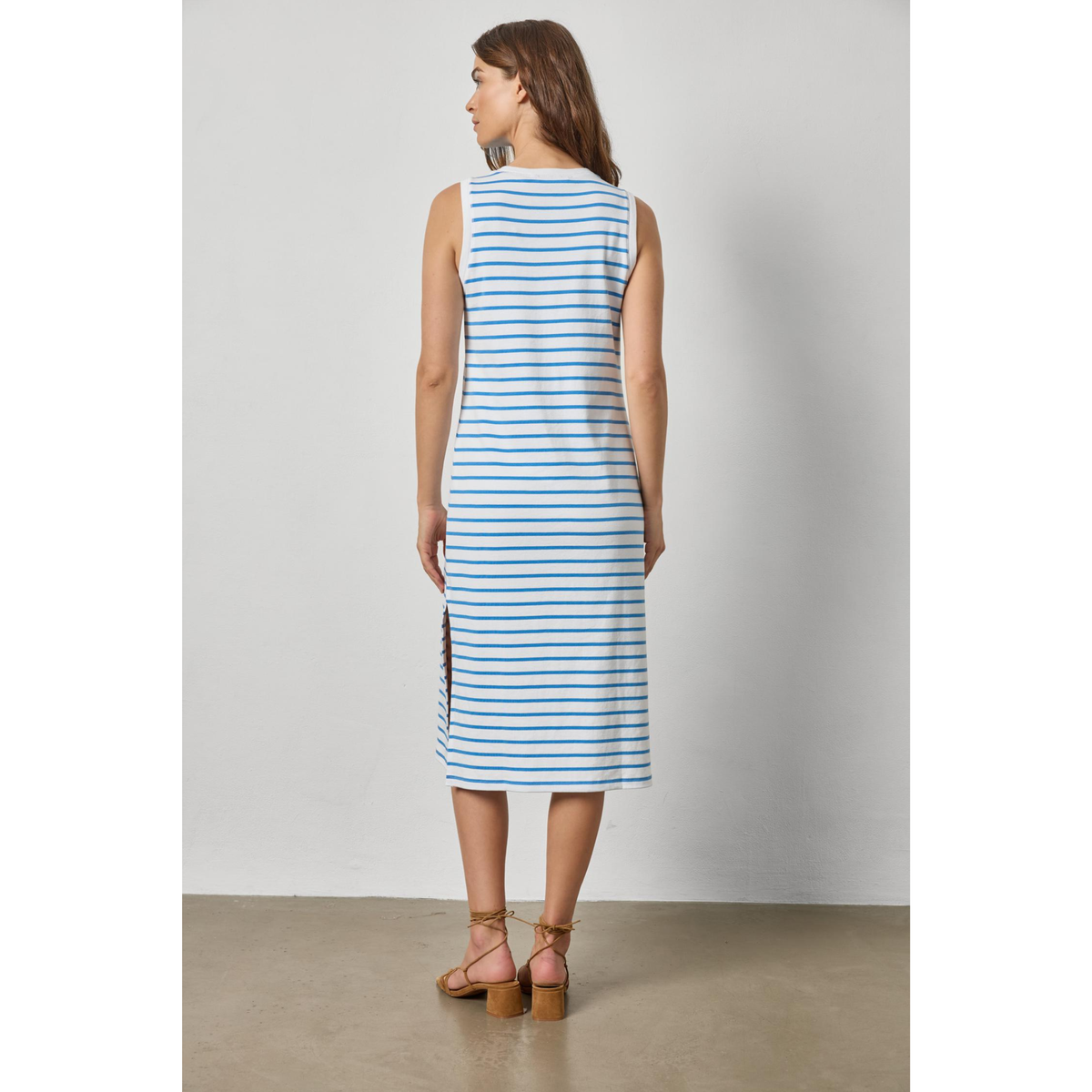 Rib Stripe Side Slit Tank Dress