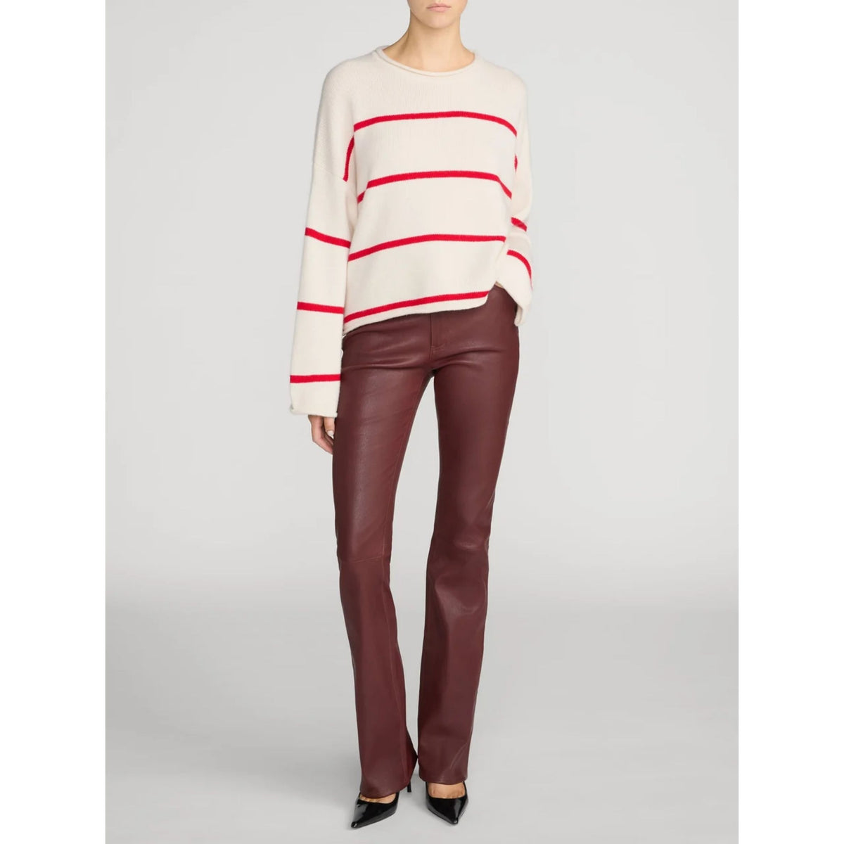 Roll Hem Sweater - Cream Stripe