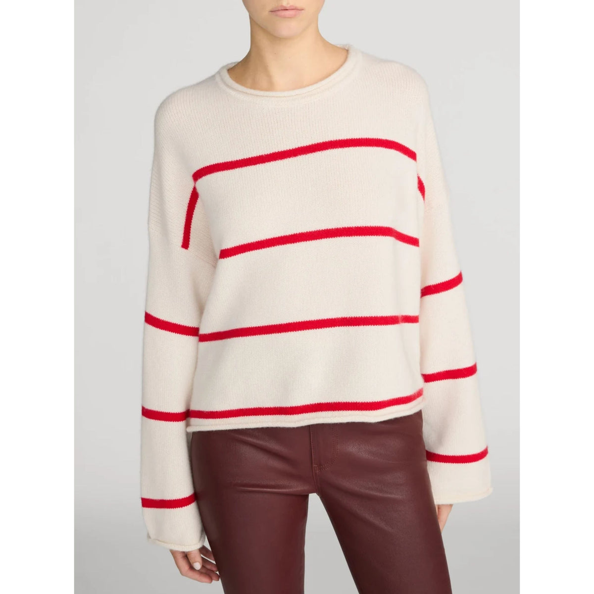 Roll Hem Sweater - Cream Stripe