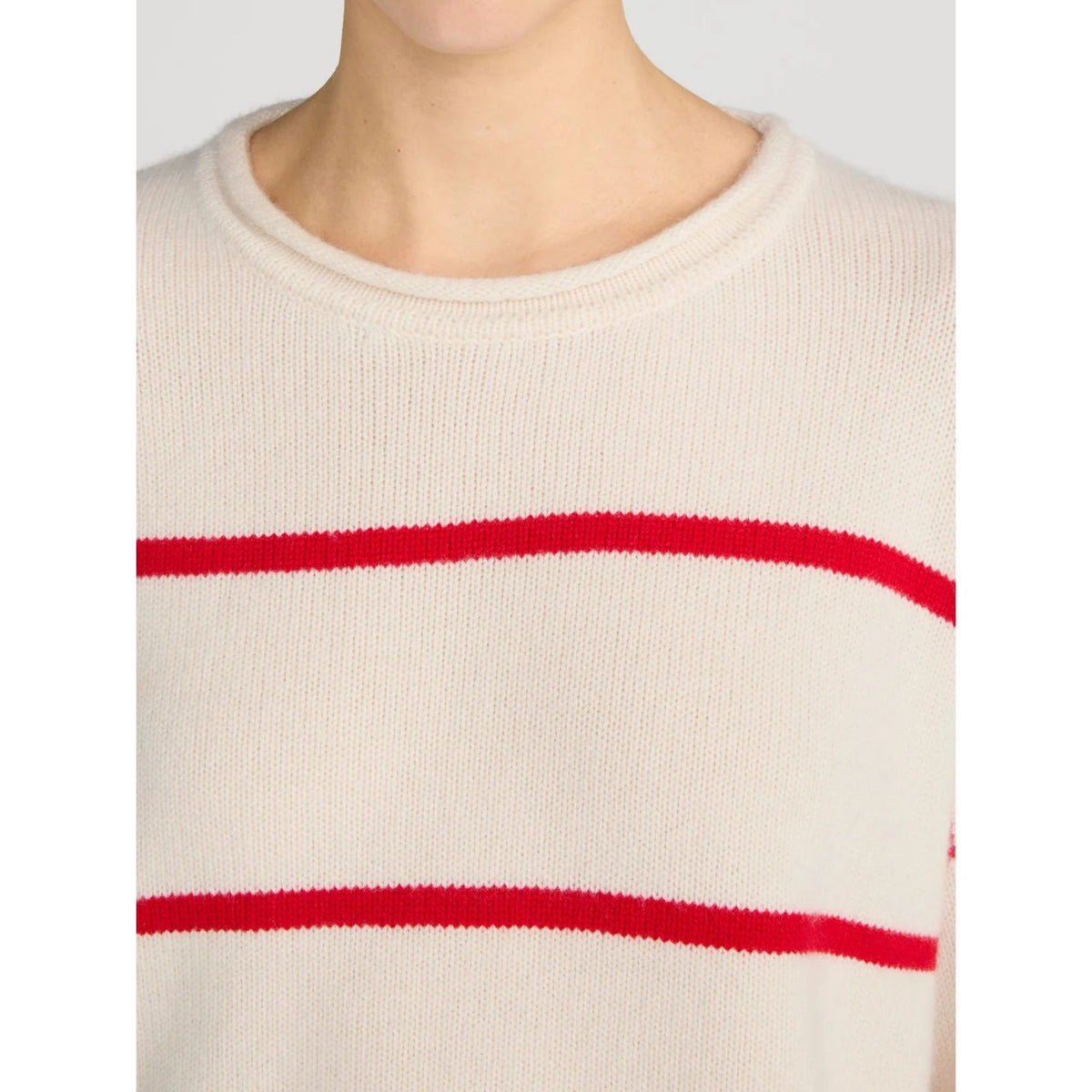Roll Hem Sweater - Cream Stripe