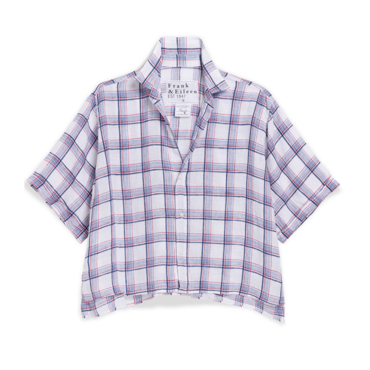 Rosie Short Sleeve Button-Up - White, Red, Navy Plaid