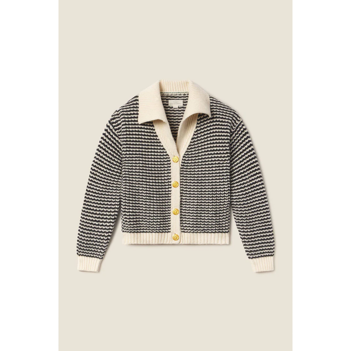 Savannah Cardigan - Antique White & Black Stripe