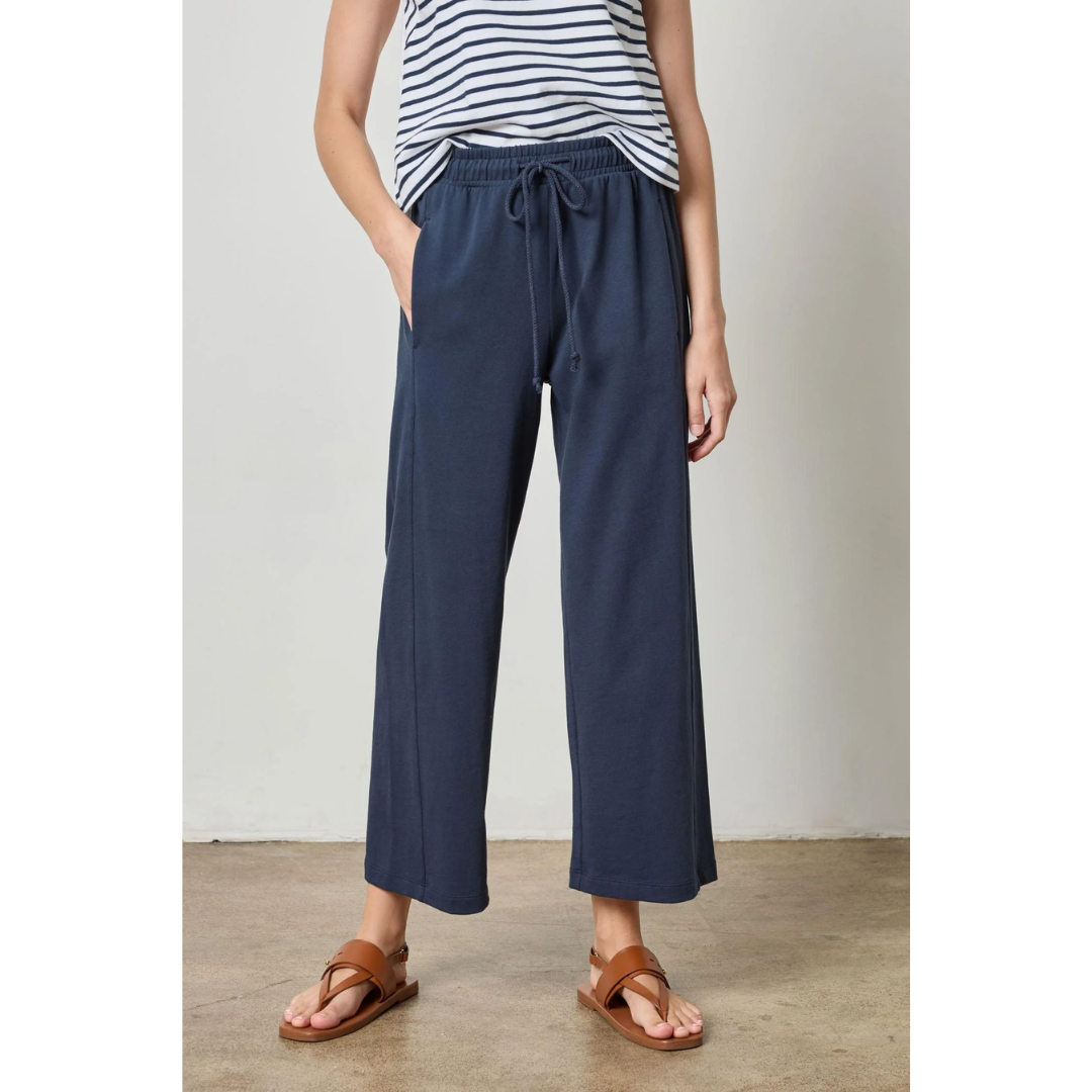 Seamed Wide Leg Pant - Dark Navy