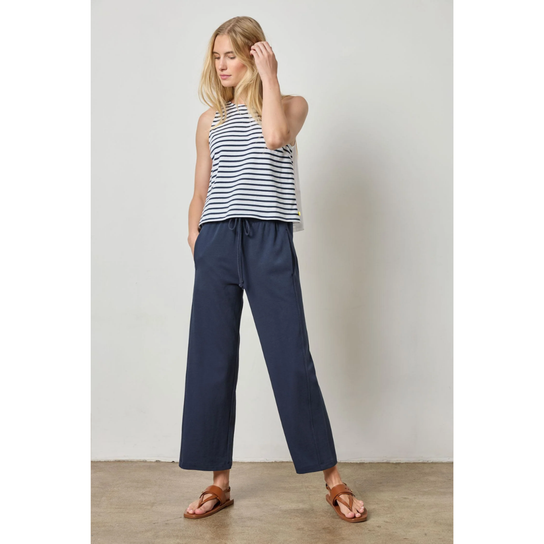 Seamed Wide Leg Pant - Dark Navy