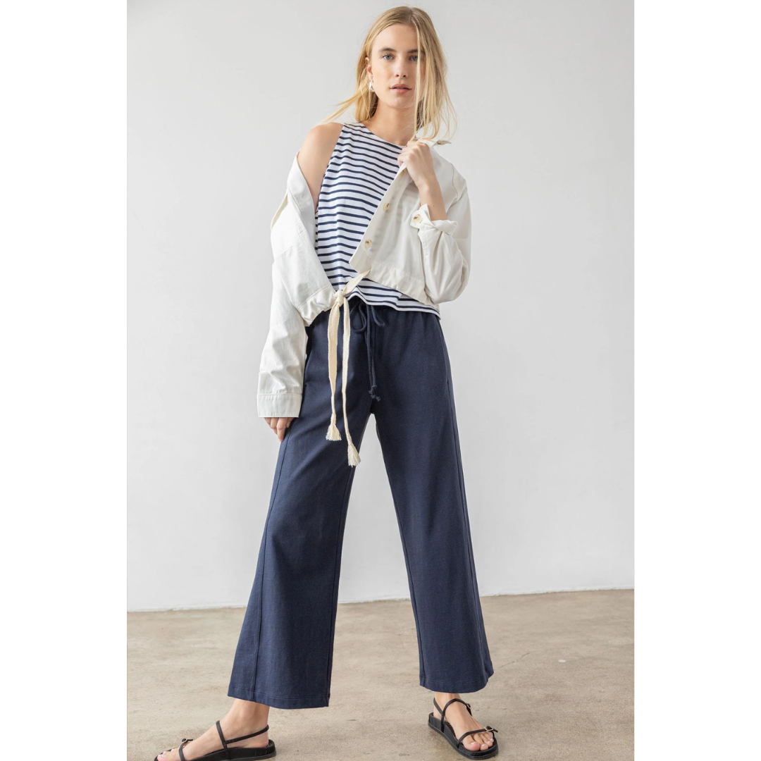 Seamed Wide Leg Pant - Dark Navy