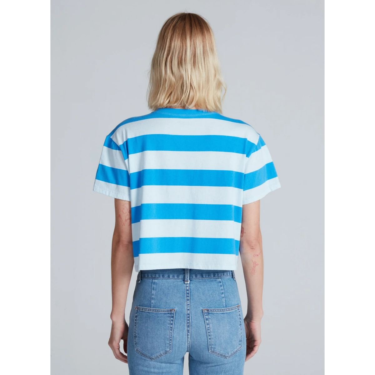 Shrunken Boy Tee - Tonal Aqua Stripe