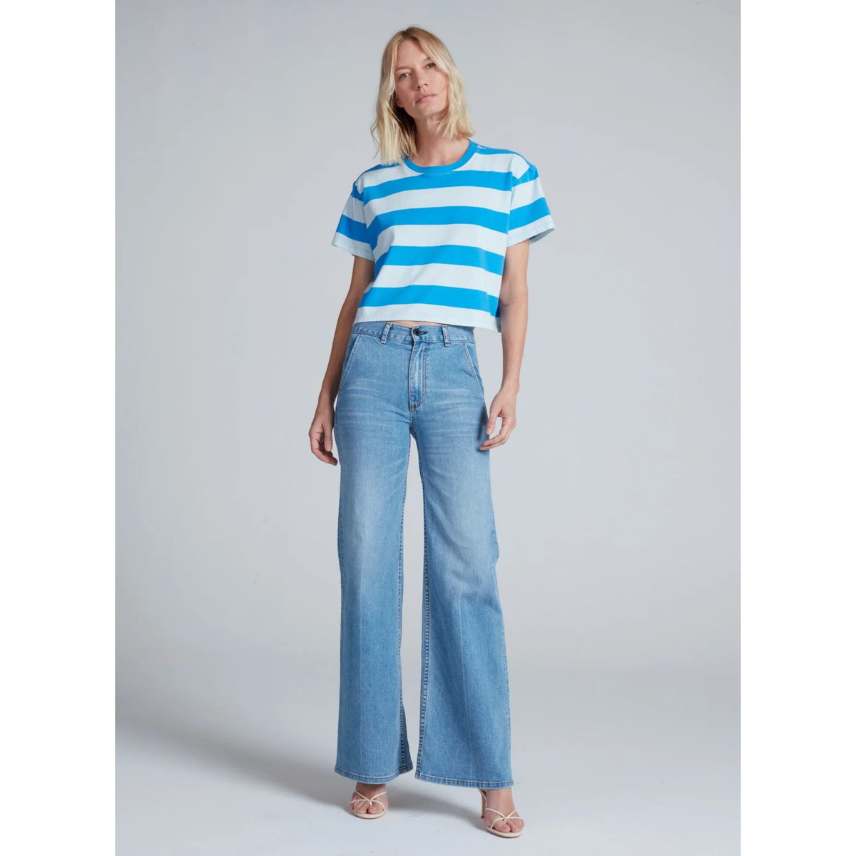 Shrunken Boy Tee - Tonal Aqua Stripe