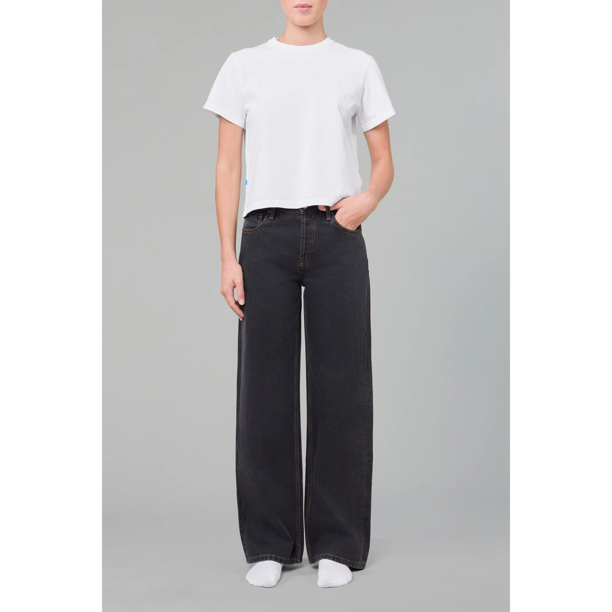 Leather Stripe Everyday Jean- Washed Black