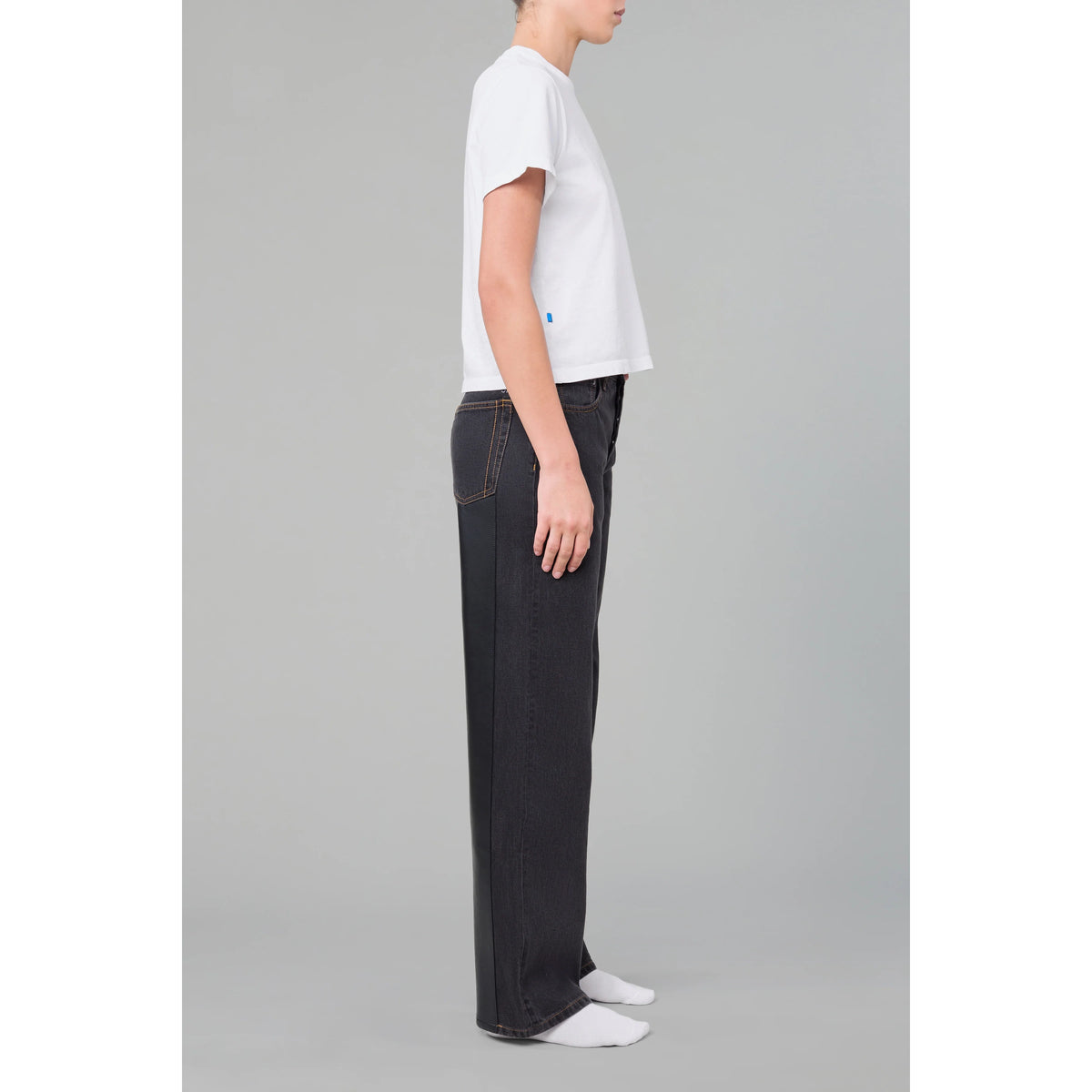 Leather Stripe Everyday Jean- Washed Black