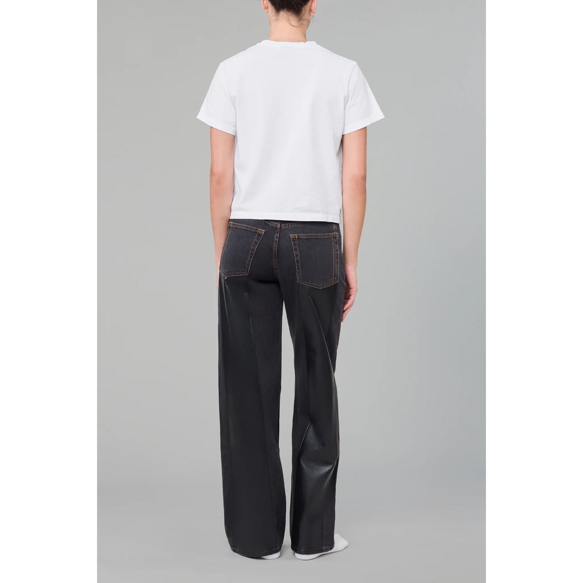 Leather Stripe Everyday Jean- Washed Black