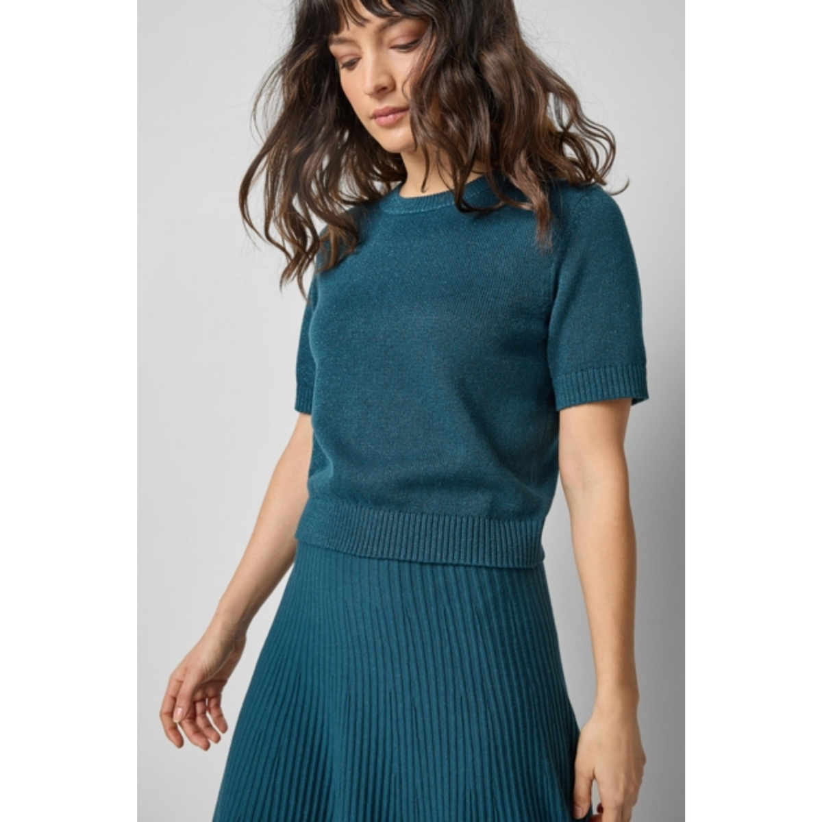 Short Sleeve Sparkle Sweater - Deep Sea