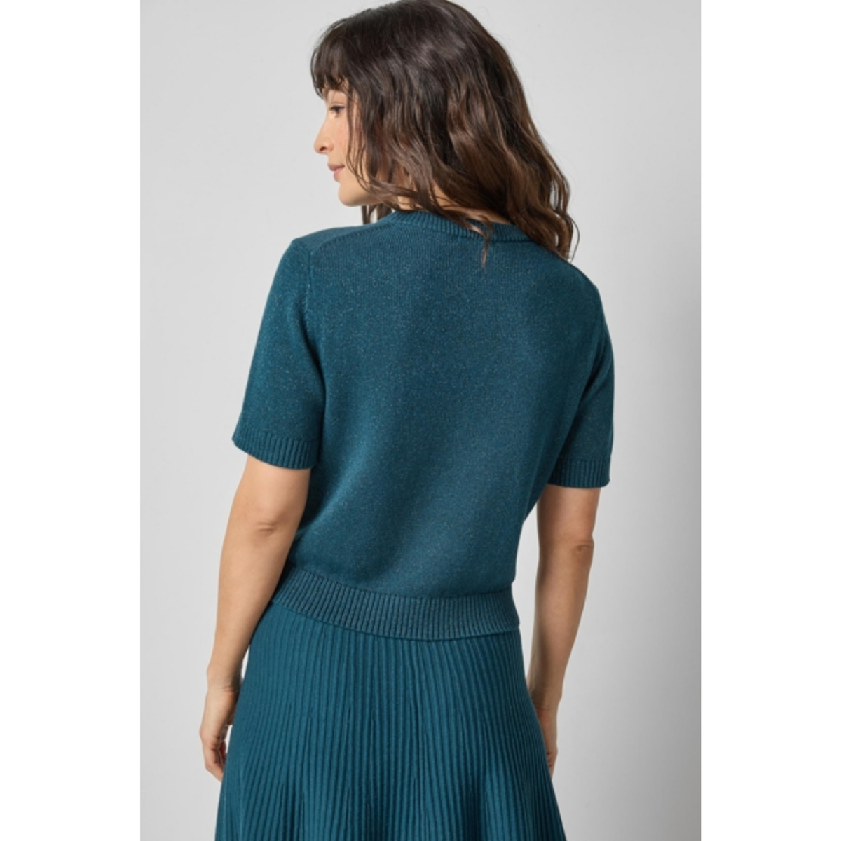 Short Sleeve Sparkle Sweater - Deep Sea