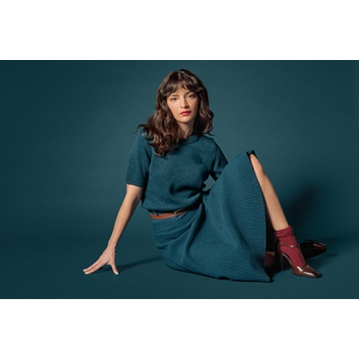 Short Sleeve Sparkle Sweater - Deep Sea