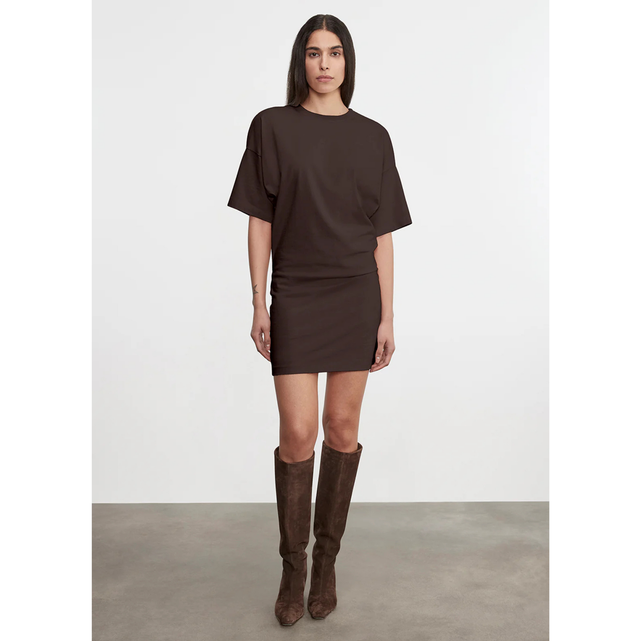mini dress curve S/S Supima Curve Mini Dress - Coffee Bean