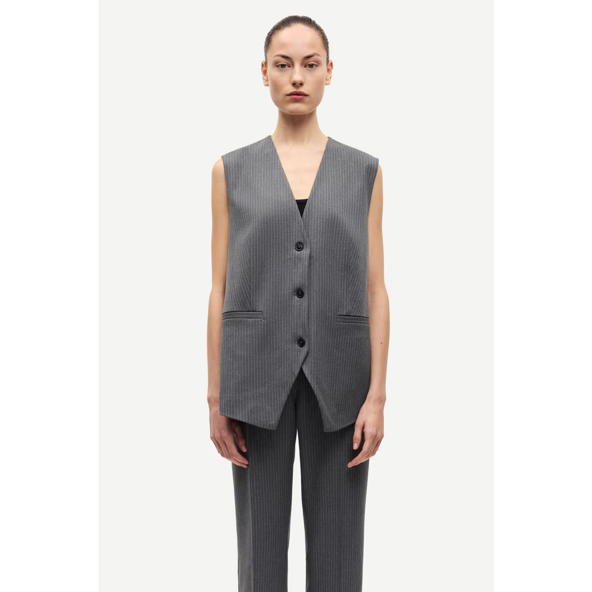 Saleni Vest - Dark Gull Gray Pinstripe