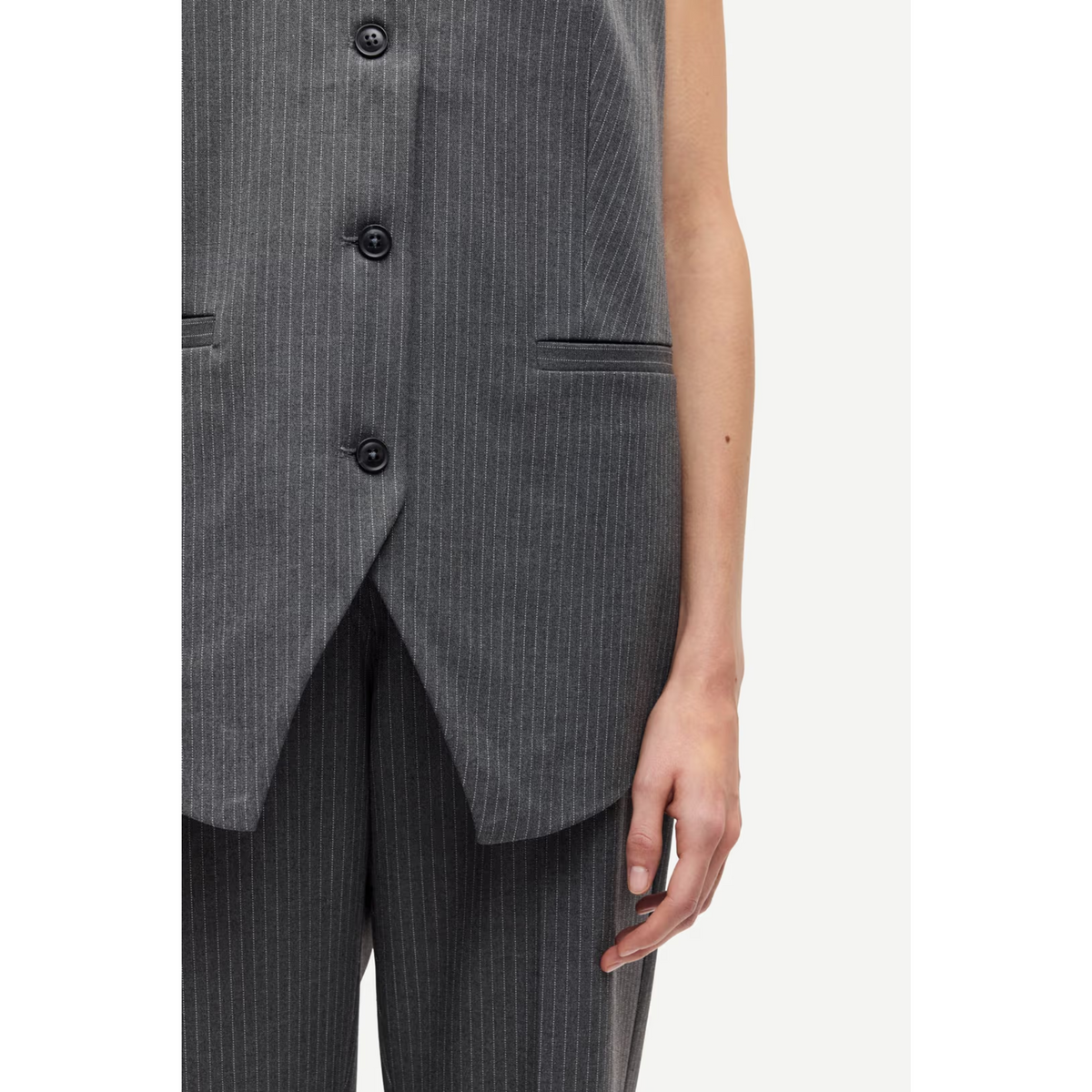 Saleni Vest - Dark Gull Gray Pinstripe