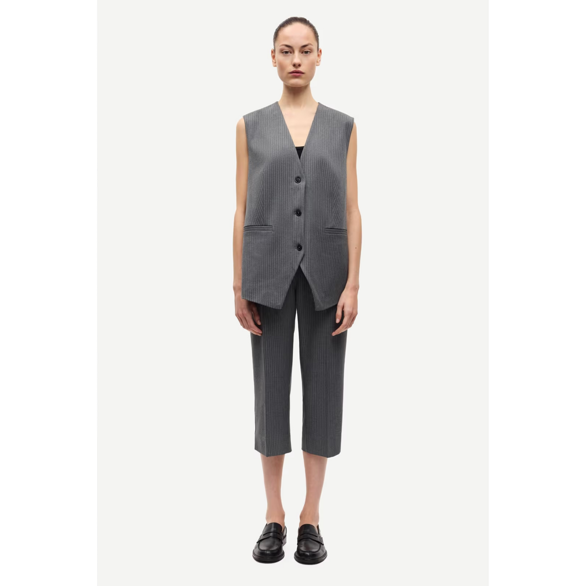 Saleni Vest - Dark Gull Gray Pinstripe