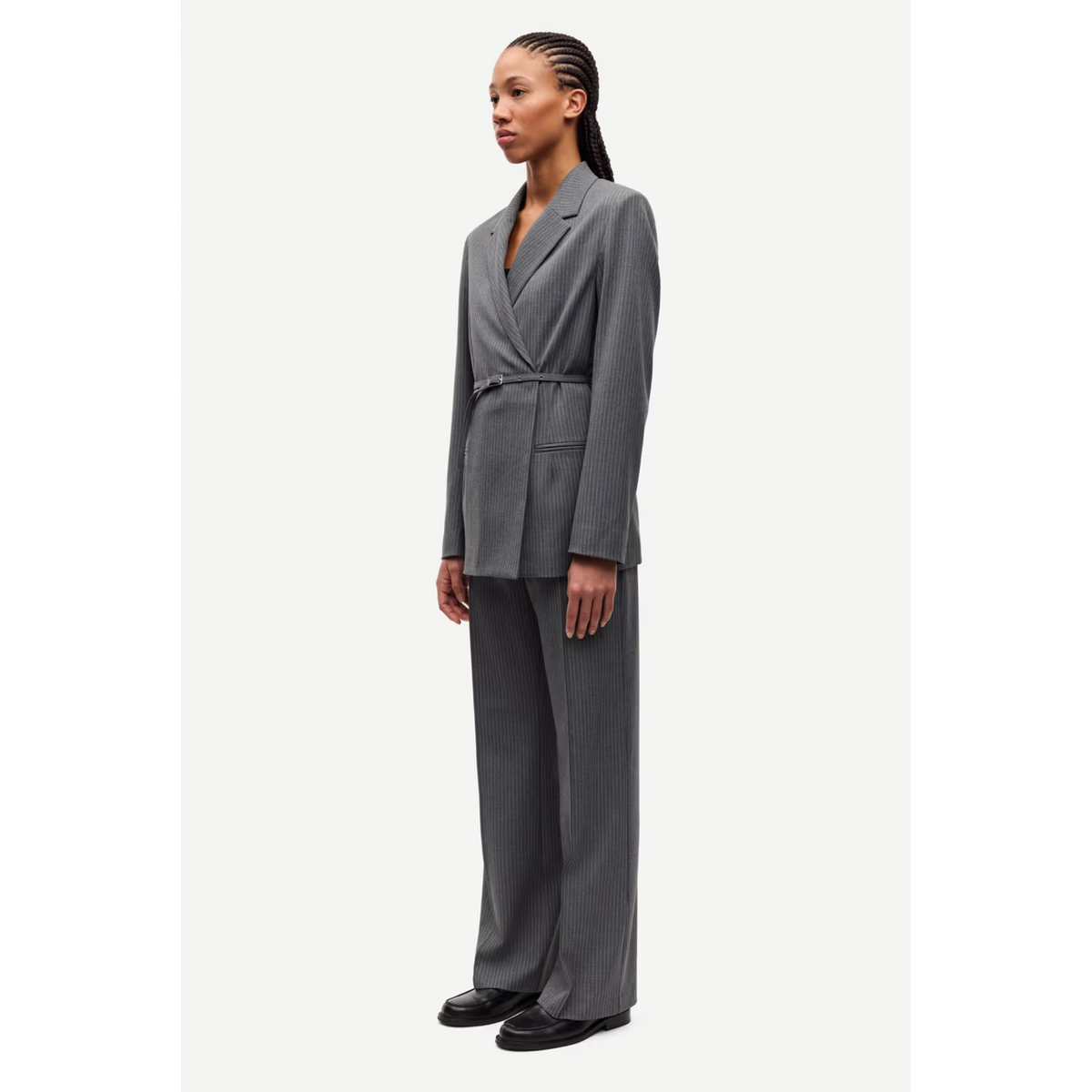 Salot Trousers - Dark Gray Pinstripe