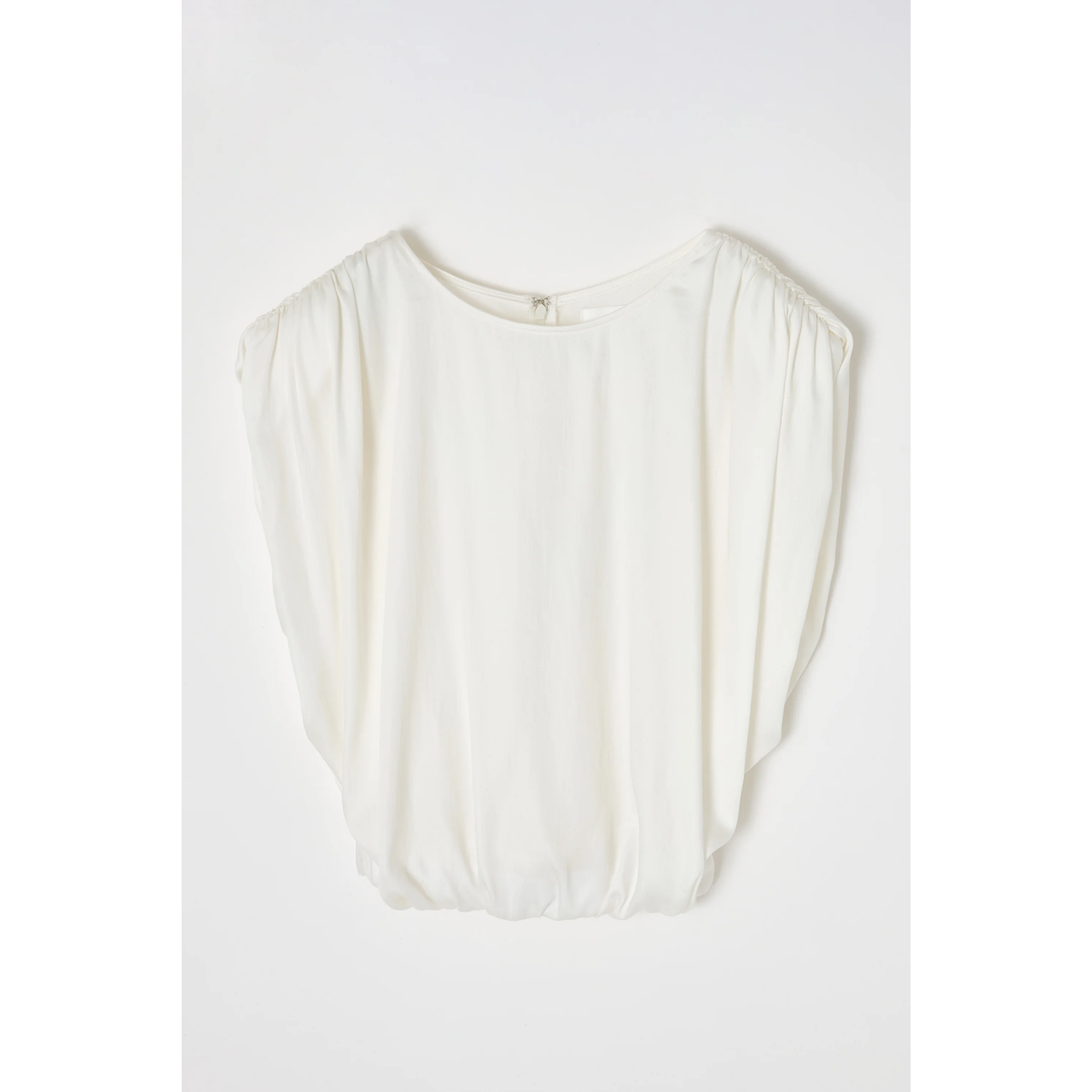 Satin Shell Cap Top - White