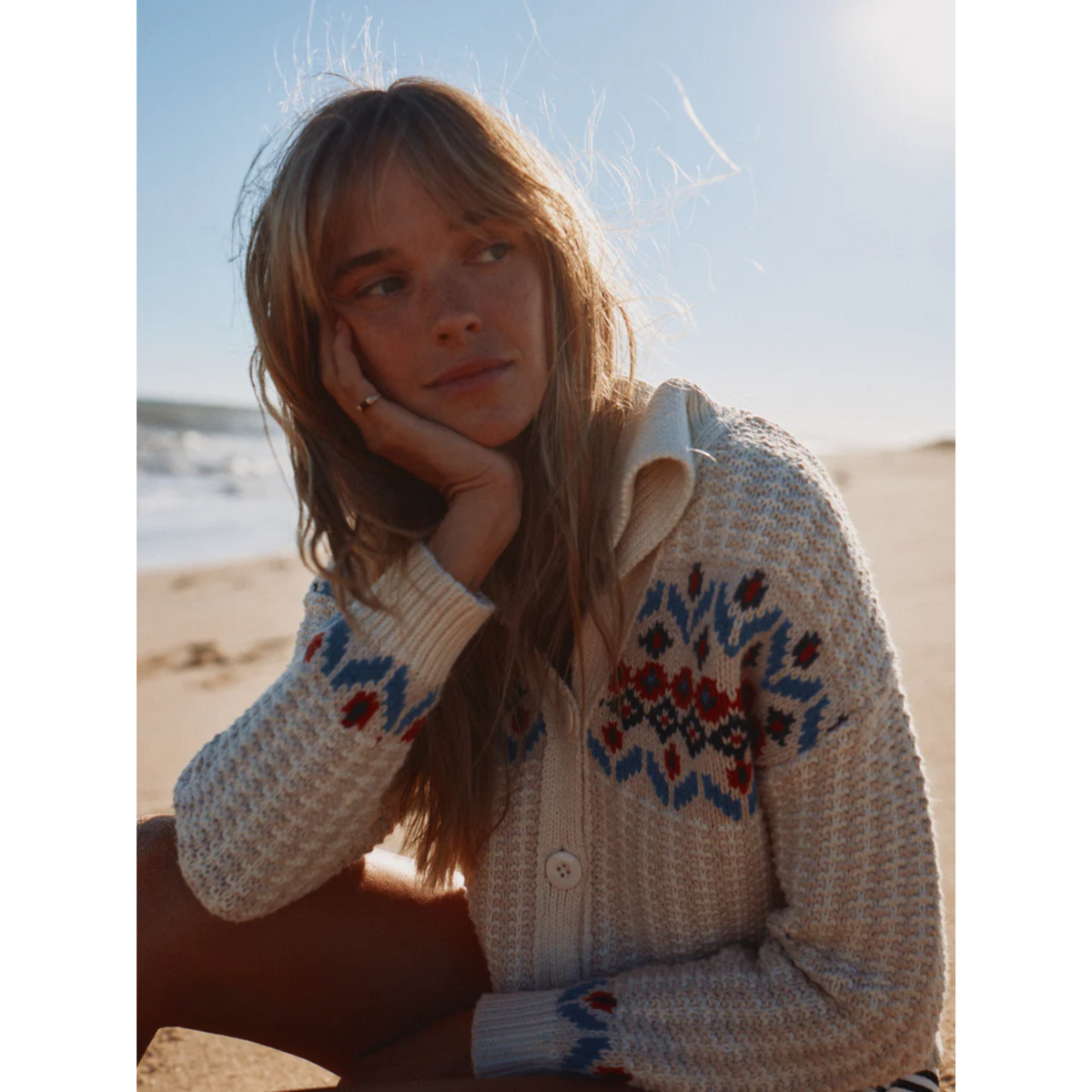 Savannah Cardigan - Antique White Fairisle