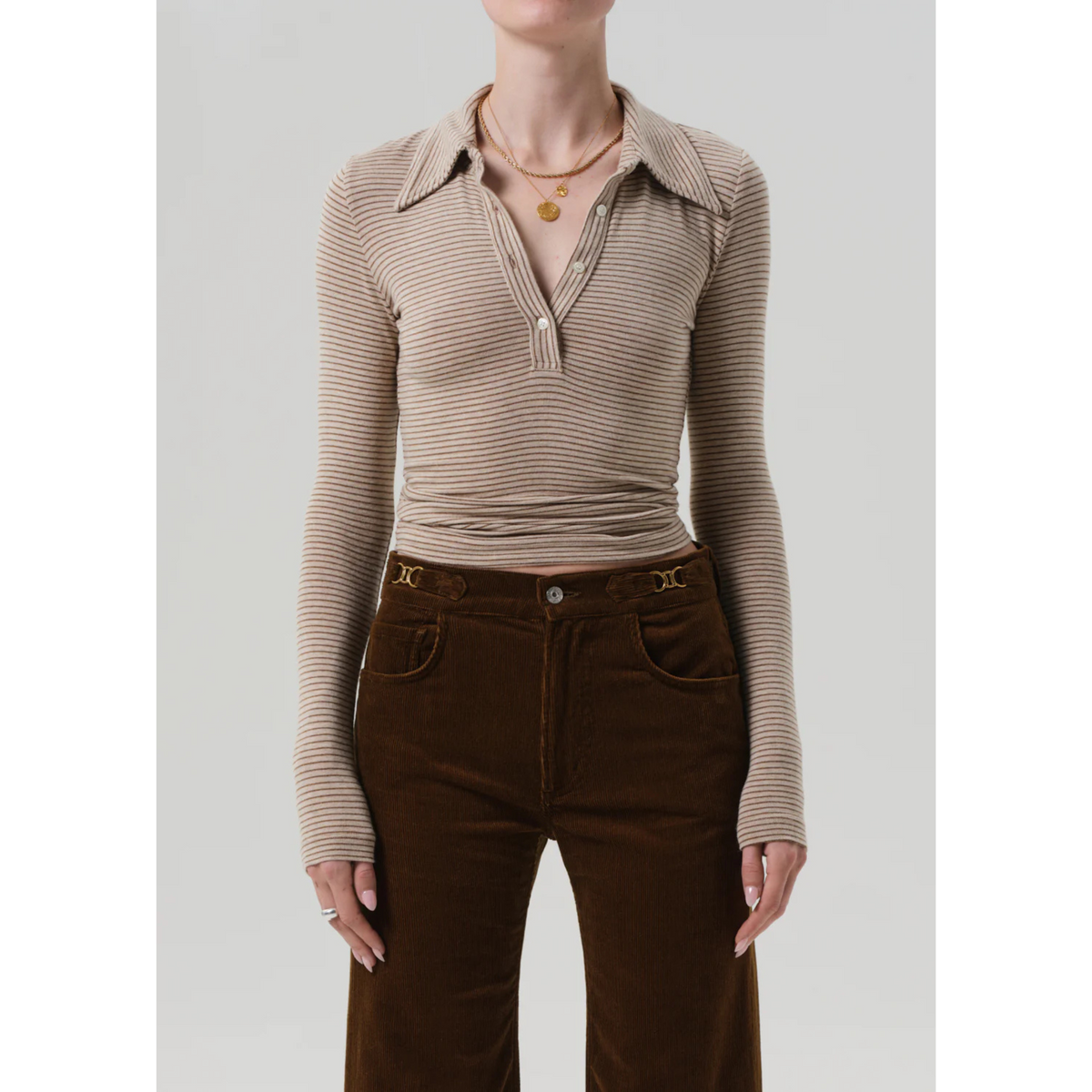 Shaea Polo - Chiltern Oatmeal Stripe
