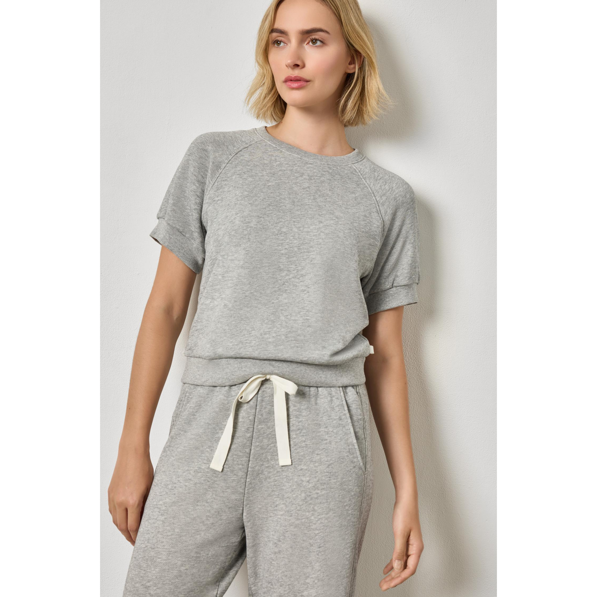 Short Sleeve Terry Sweatshirt - Heather Grey