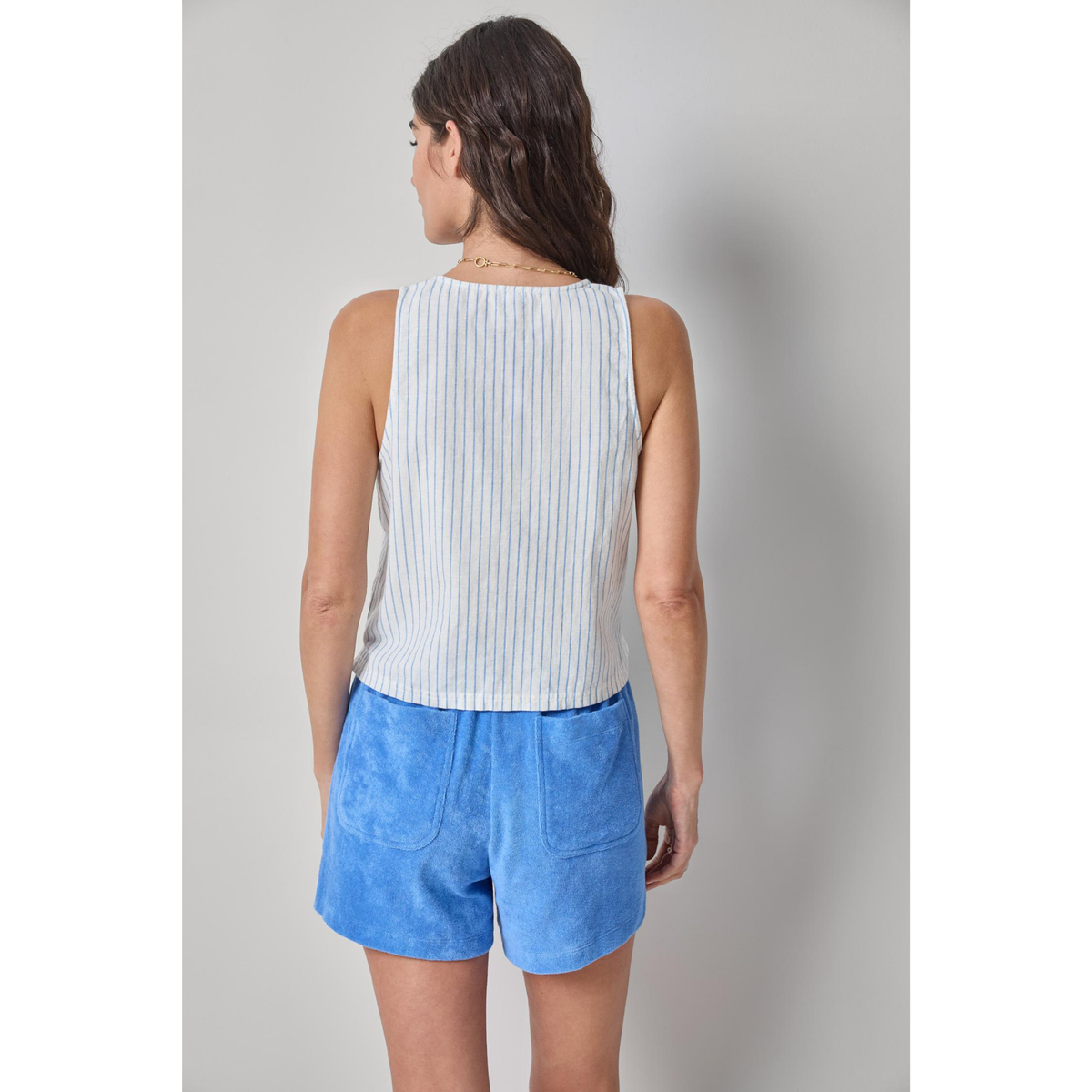 Sleeveless Zip Top - Capri Stripe