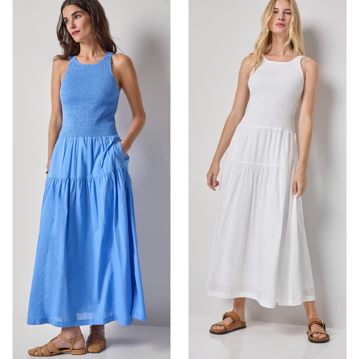 Smock Bodice Maxi Dress