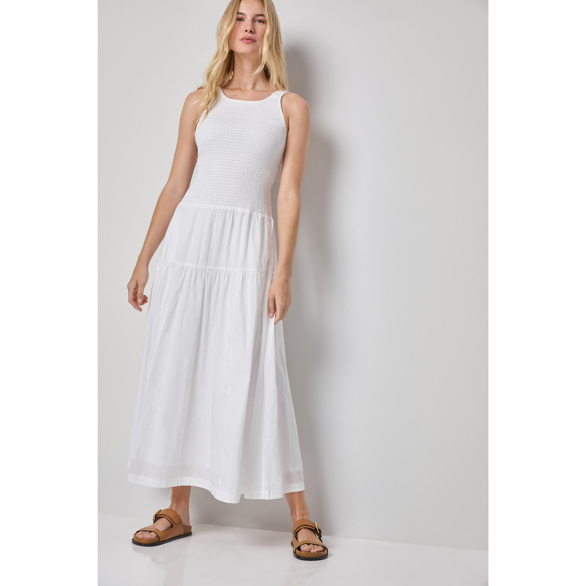 Smock Bodice Maxi Dress