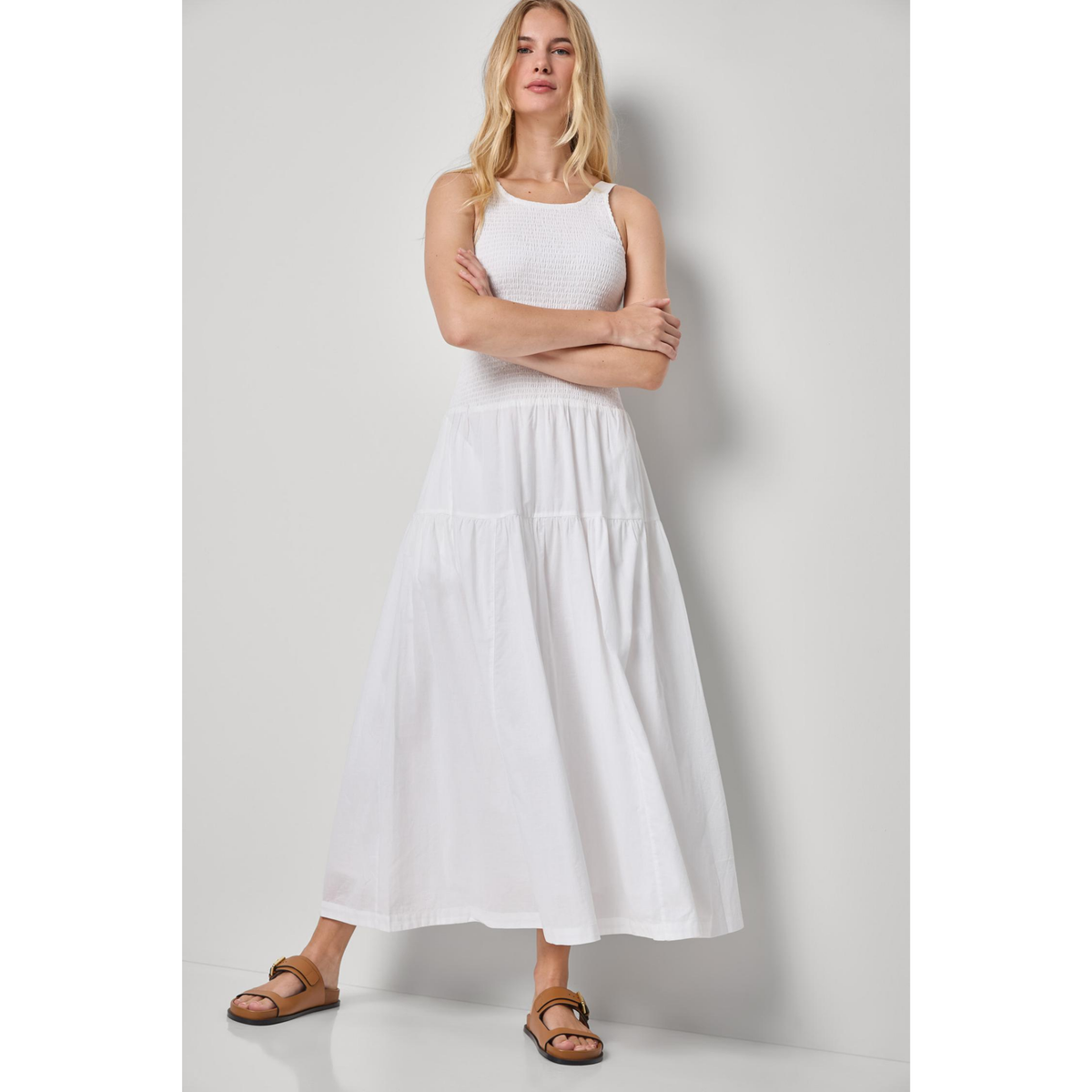 Smock Bodice Maxi Dress