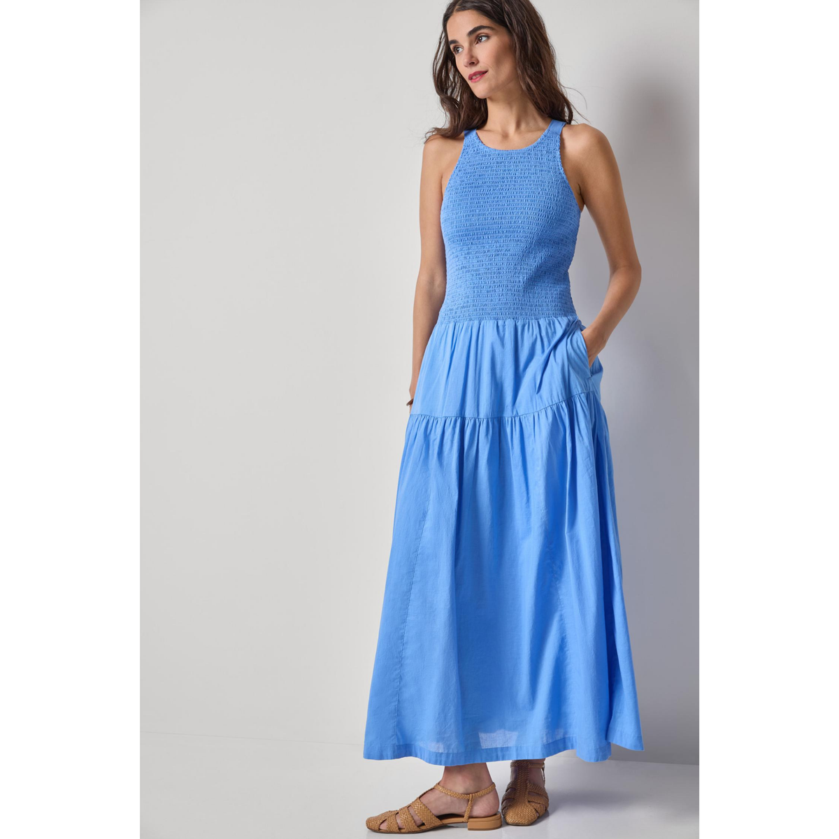 Smock Bodice Maxi Dress